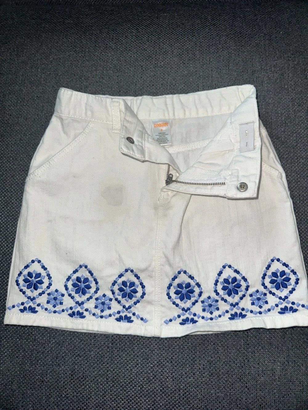 Gymboree White Skort with Blue Embroidered Trim